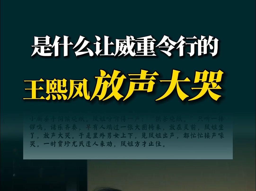 王熙凤放声大哭是为谁? #勾文君解读红楼梦 #文本解读 #红楼梦哔哩哔哩bilibili