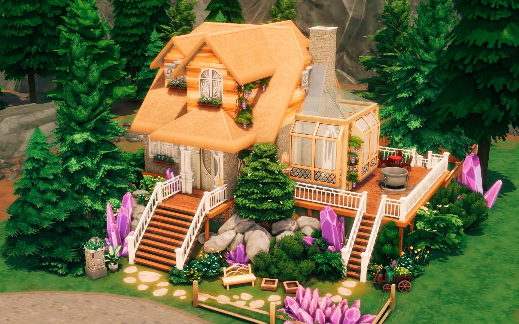 【伊月推荐】n0425 模拟人生4 nocc房子 微光溪流 魔法小屋 30x20