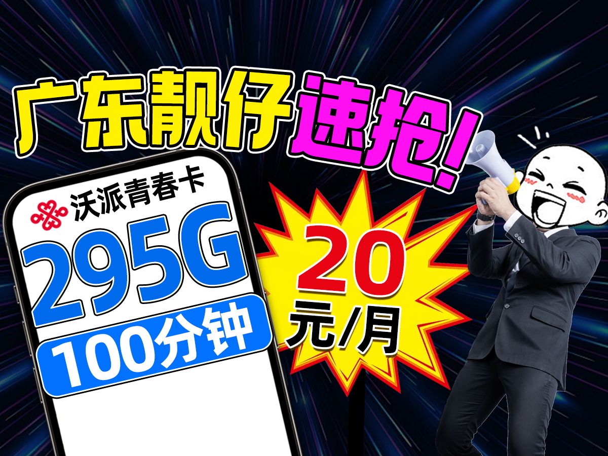 【广东专属流量卡】速抢!20元295G流量100分钟通话的大流量卡!2024流量卡推荐!高性价比流量卡/流量卡大忽悠/移动/电信/联通5G手机卡 电话卡推荐!...