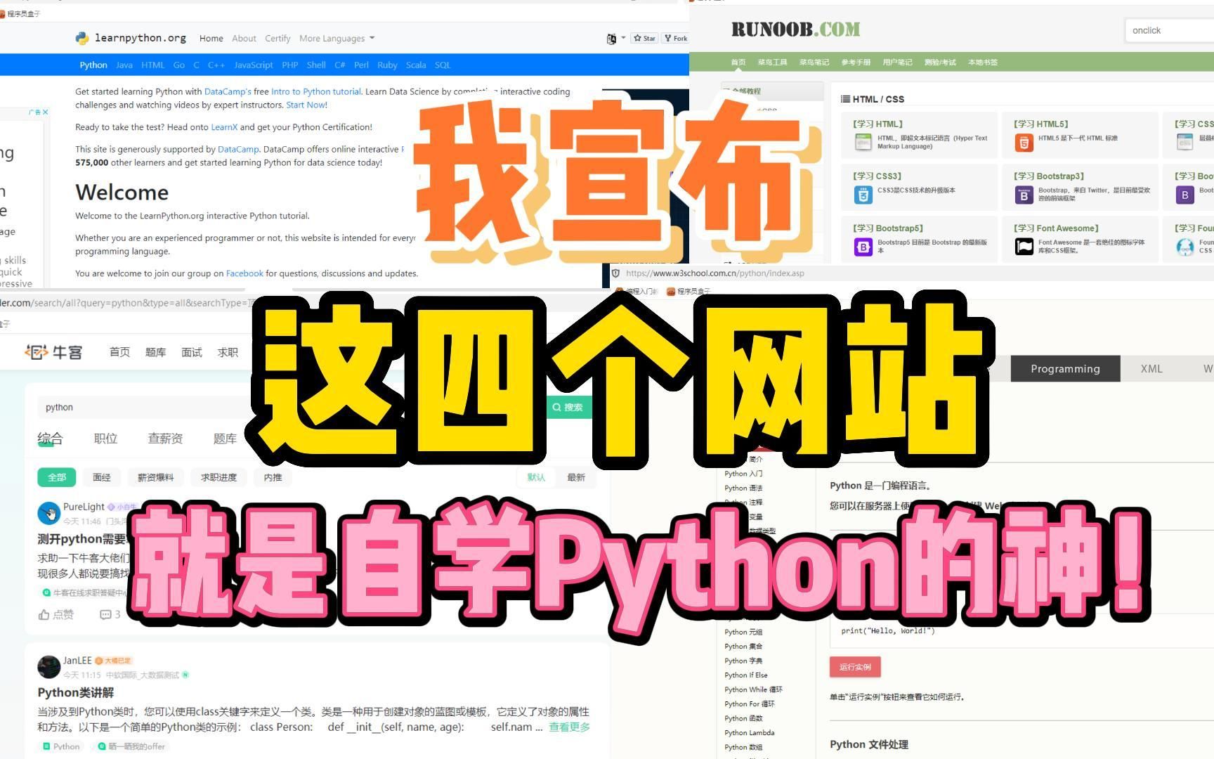 【Python学习】强推这四大Python自学网站!永久告别知识付费!学Python不迷路!哔哩哔哩bilibili