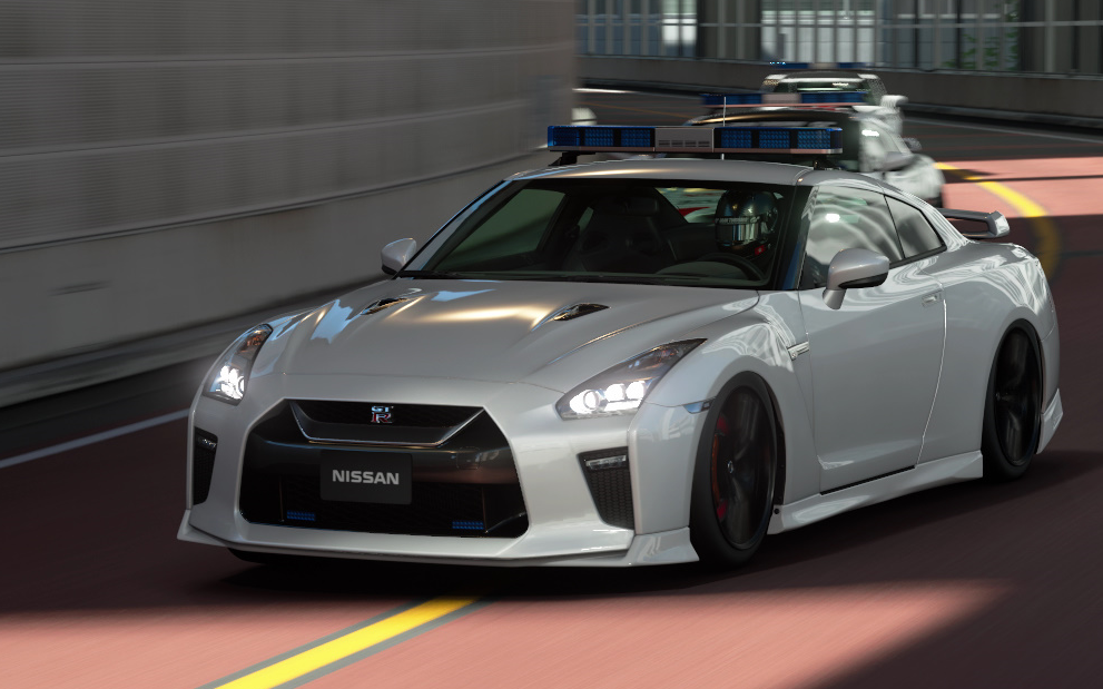 gtsport开着gtr安全车在东京高速公路上比划比划