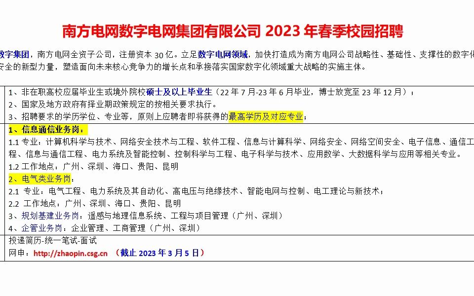 南方电网数字电网集团23年春招哔哩哔哩bilibili