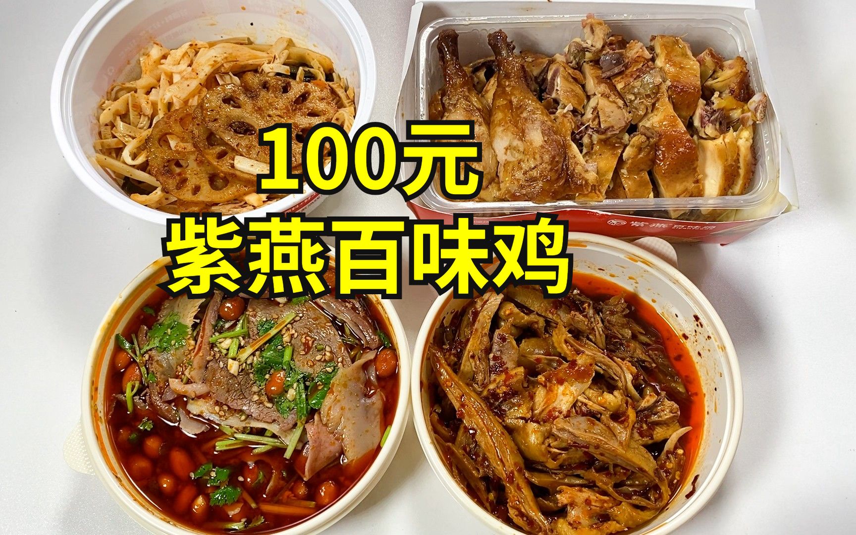 外卖一次性点100元紫燕百味鸡!镇店之宝竟然不是鸡?!哔哩哔哩bilibili