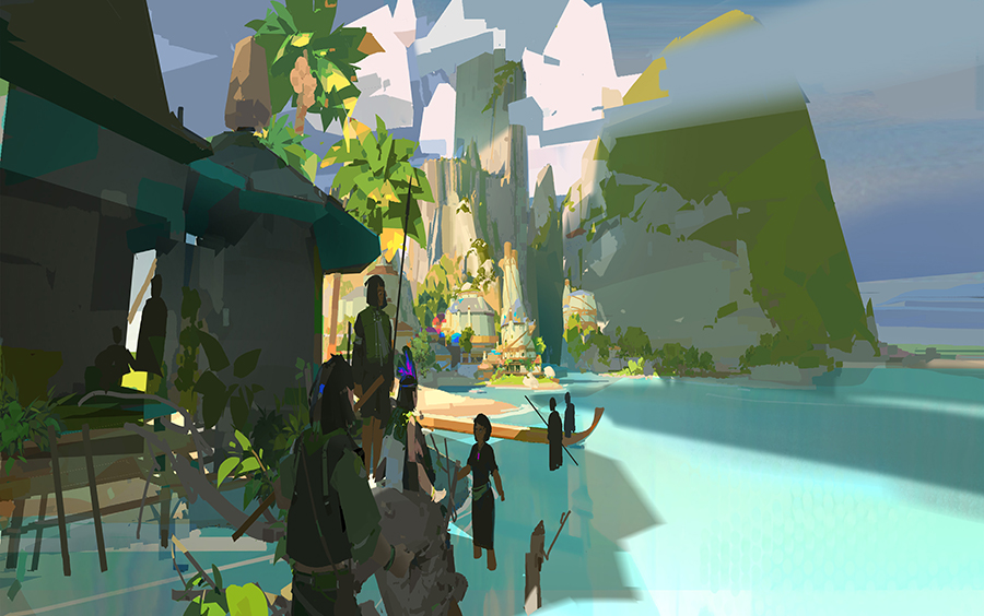 欧美奇幻部落场景概念图绘画演示雁甲