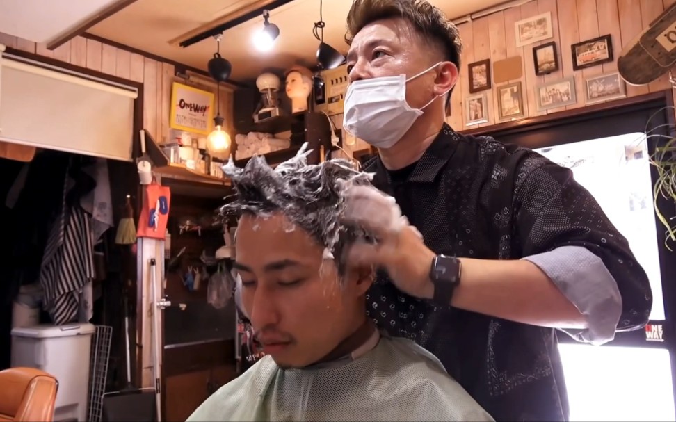 【TOKYO MASSAGE】手工装修感觉不错的理发店:发切堂ONEWAY Japanesbarber 洗头,头部按摩体验哔哩哔哩bilibili