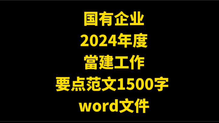 国企2024年度当建工作要点 范文1500字 word文件哔哩哔哩bilibili