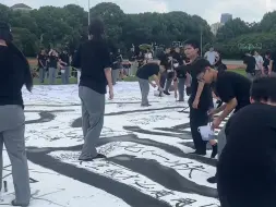 你绝对没见过在900平米布上写大字的场景！ 第九届颜真卿书法节带你开眼界 #第九届颜真卿书法节 #书法活动 #书法