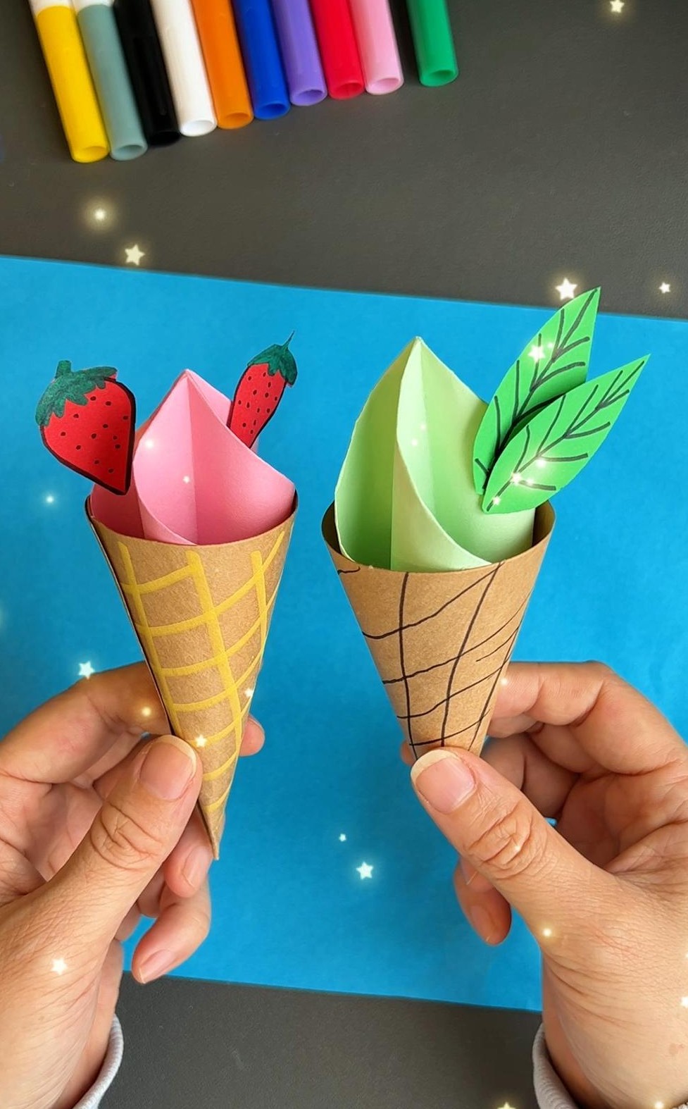 剪纸冰淇淋手工diy