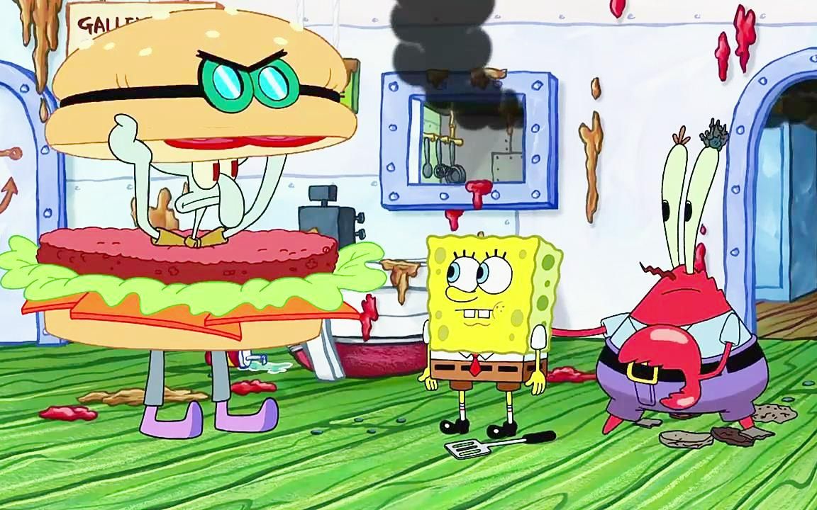 蟹黄堡餐厅没有海绵宝宝就一团糟,章鱼哥假扮蟹堡哥,找回海绵宝宝!