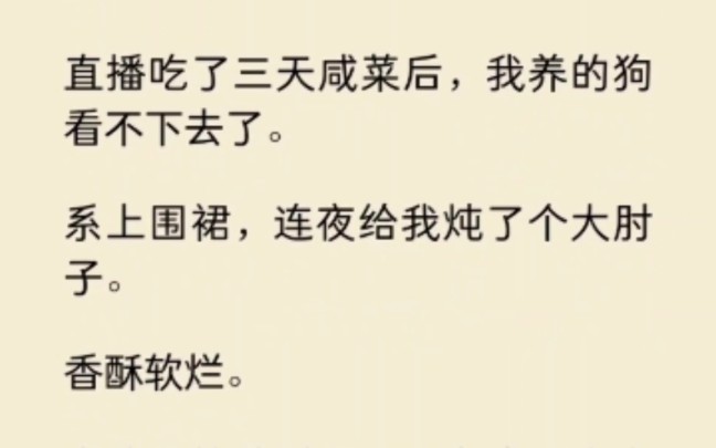 直播吃了三天咸菜后,我养的狗看不下去了,连夜给我炖了个大肘子…哔哩哔哩bilibili