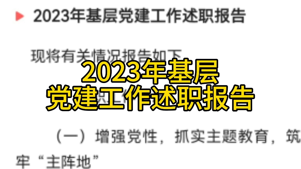 2023年基层党建工作述职报告哔哩哔哩bilibili