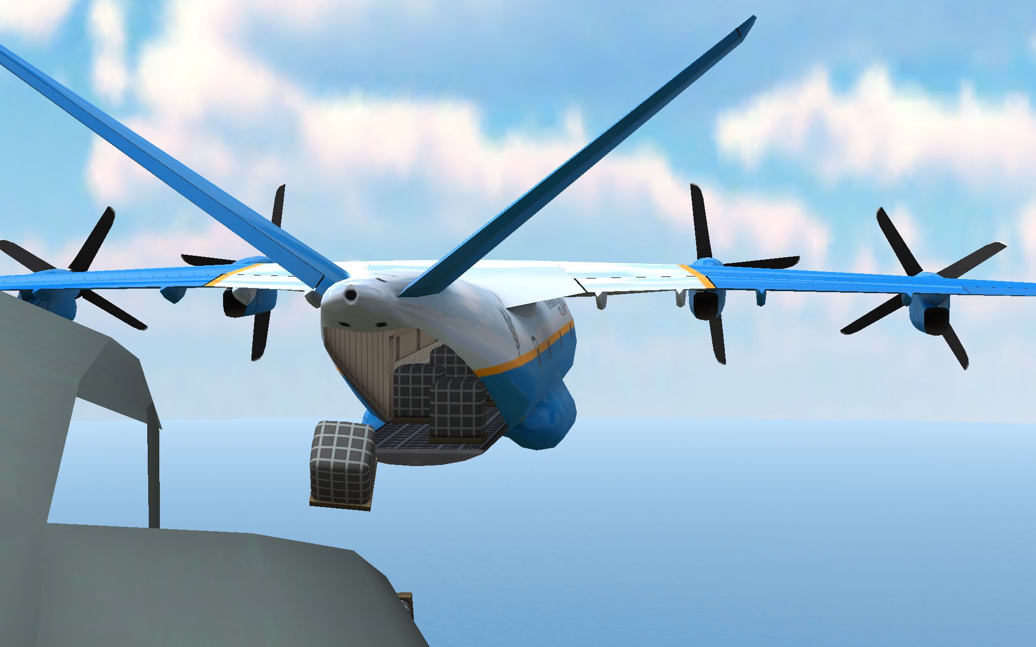 【turboprop flight simulator】xv-40运输机执行空投任务_哔哩哔哩