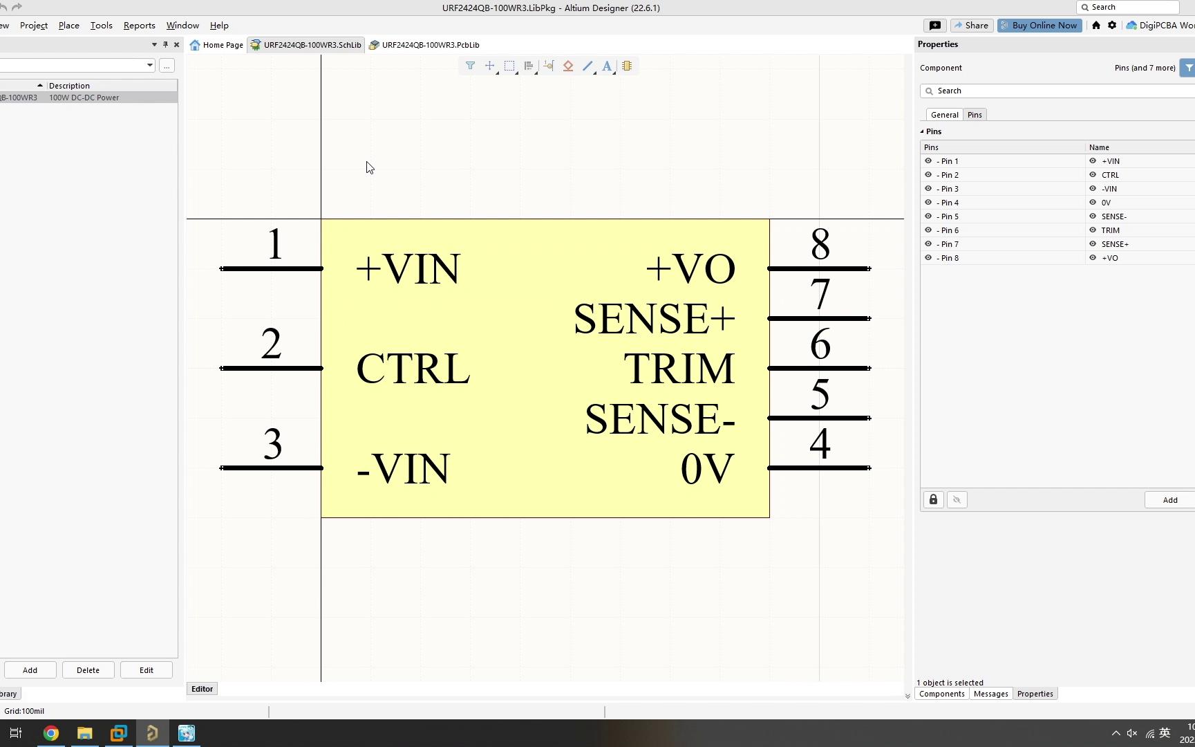 【PCB封装设计实战】6. 金升阳DCDC电源模块URF2424QB100WR3封装制作哔哩哔哩bilibili