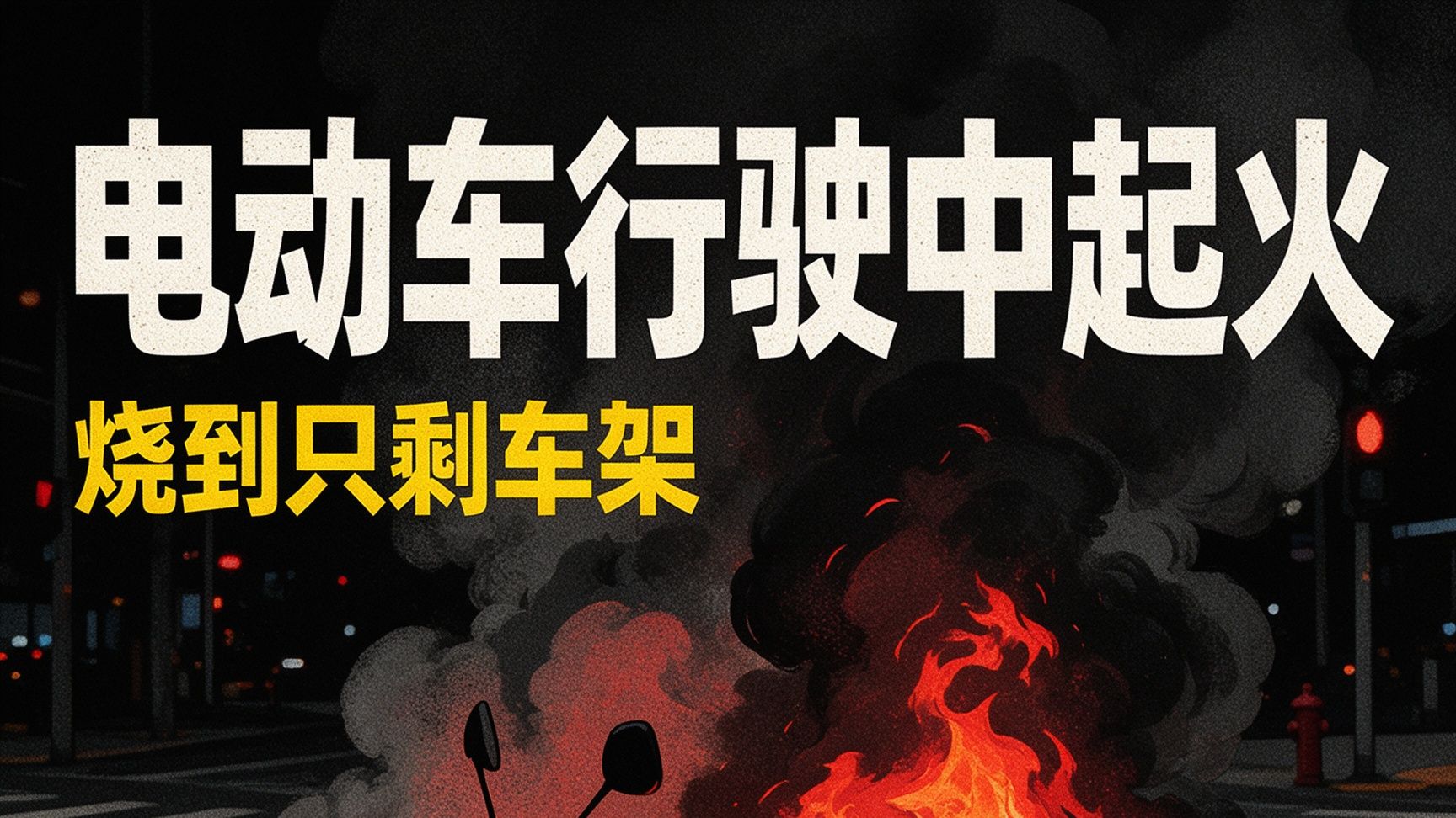 电动自行车行驶中起火，烧得只剩一副车架