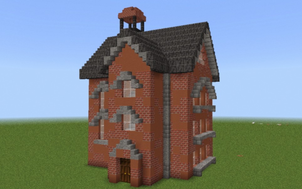 【mc建筑】教你做四层红砖小楼房—minecraft1.18—_我的世界