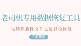 这才是老司机应该用的数据恢复工具，传说中的万能“后悔药”来啦！