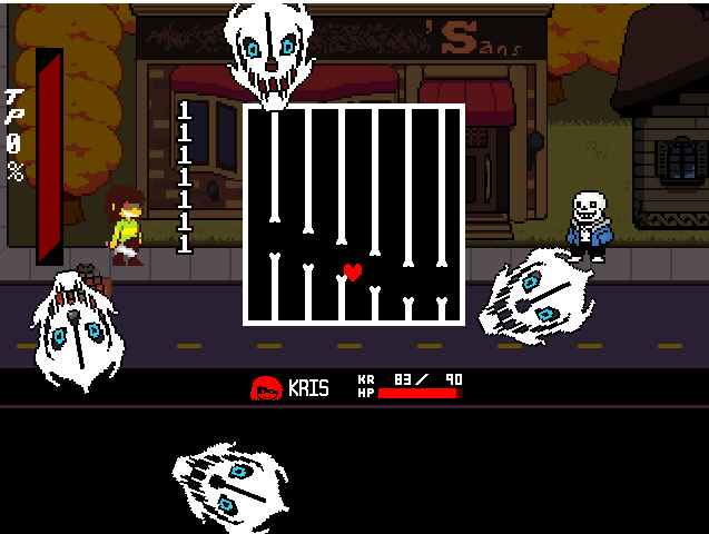 【deltarune杉脚福闻】sans战一阶段通关!