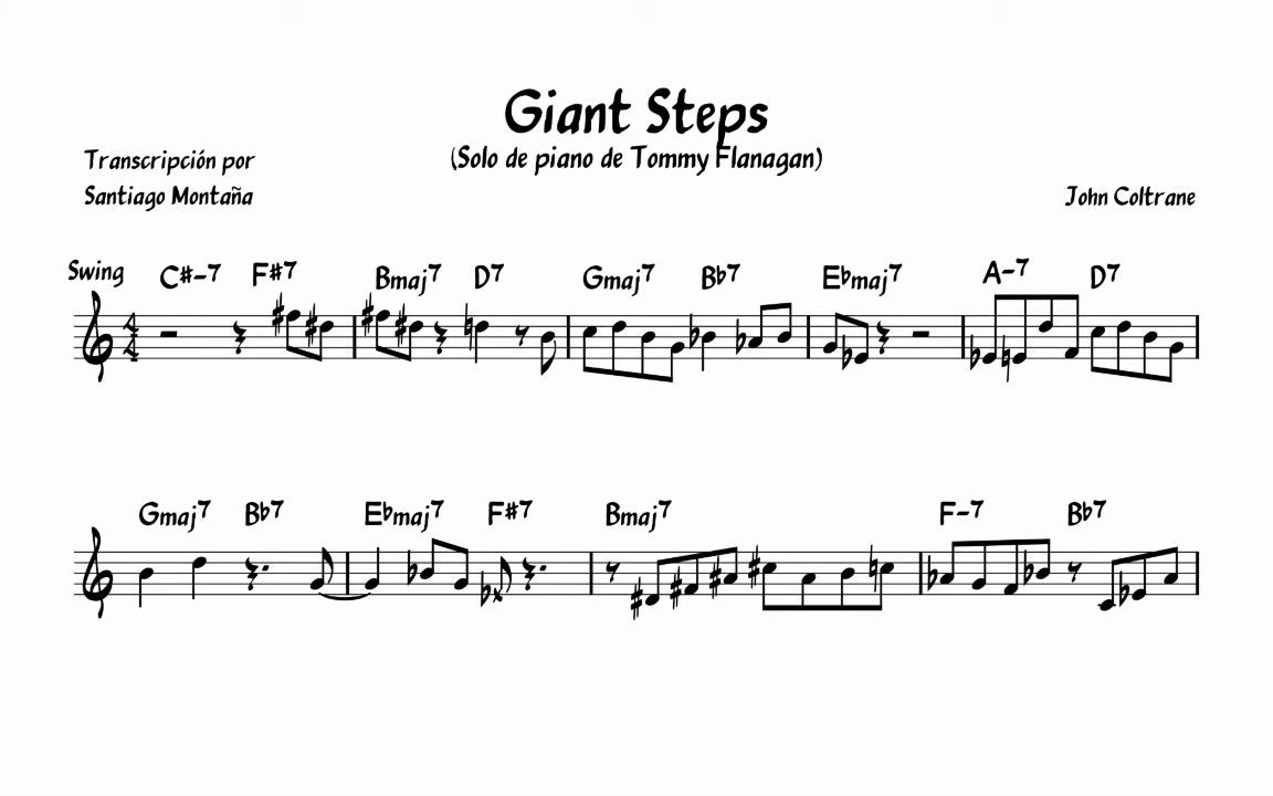 [图]【爵士扒谱】Tommy Flanagan在Giant Steps中的钢琴即兴 (In Memory of John Coltrane) [1982]