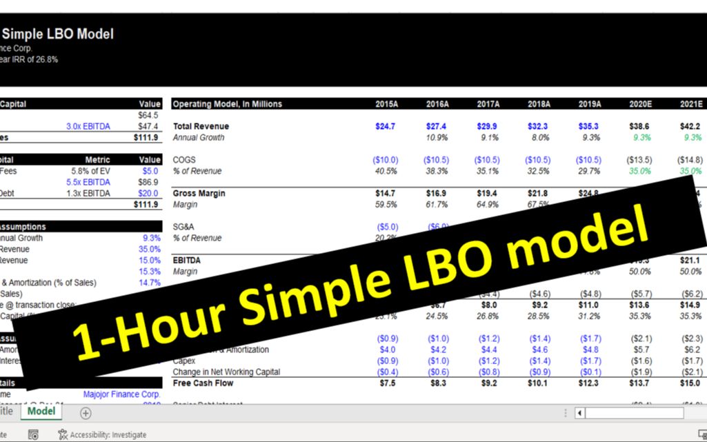 1Hour Simple LBO model 学习1小时搭建入门杠杆收购模型哔哩哔哩bilibili