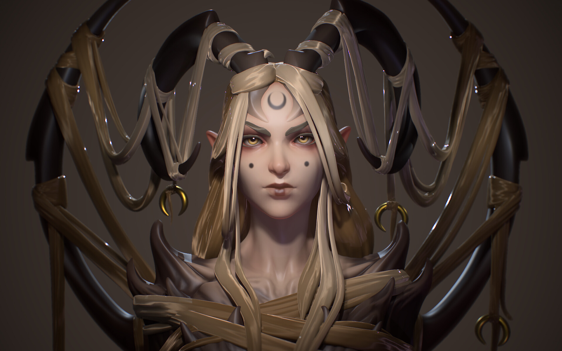 【zbrush游戏建模】魔法女王 次世代游戏角色高模雕刻