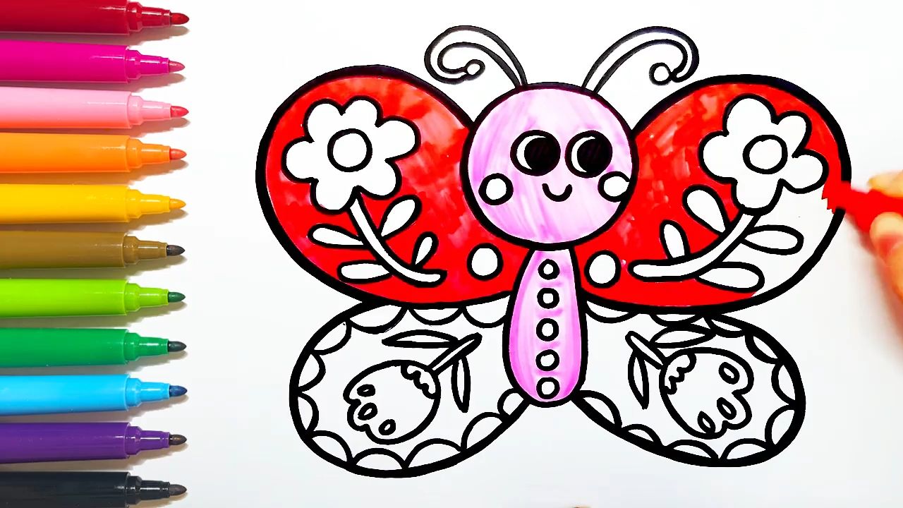 教宝宝如何画蝴蝶,0基础上手,简单有趣的图案