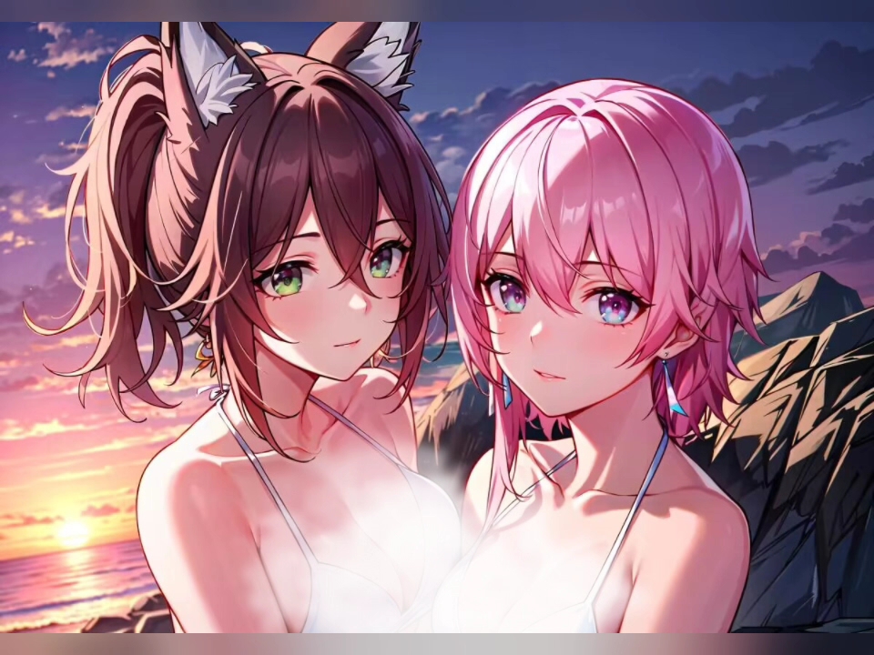 【ai绘画】停云和三月七夏日限定喔～(这视频发了也没人看吧.