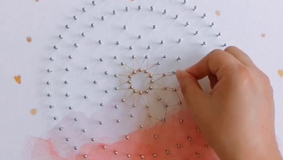 【弦丝画】墙蛙弦丝画系列捕梦网绕线步骤