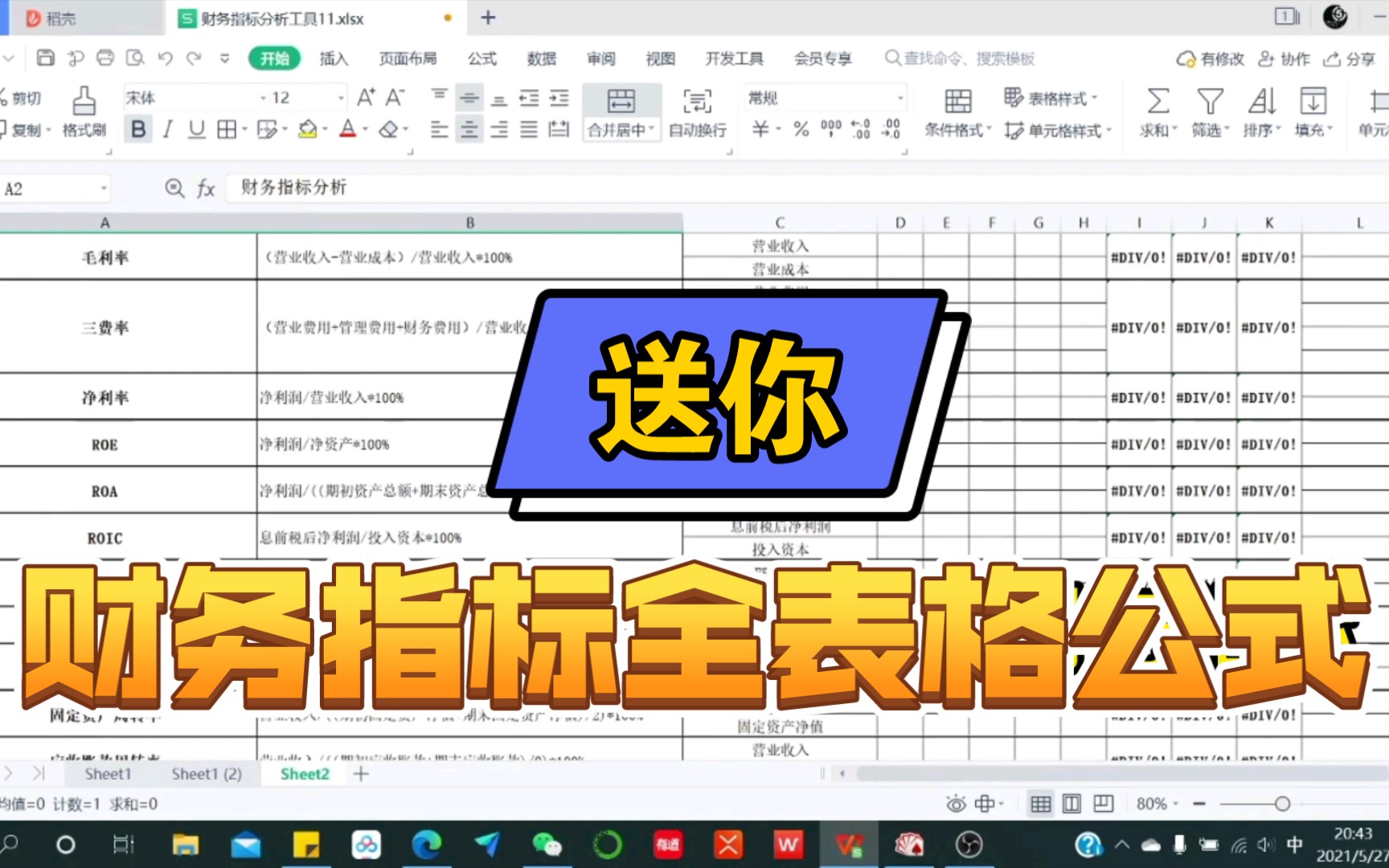 送给你财务指标全表格公式哔哩哔哩bilibili