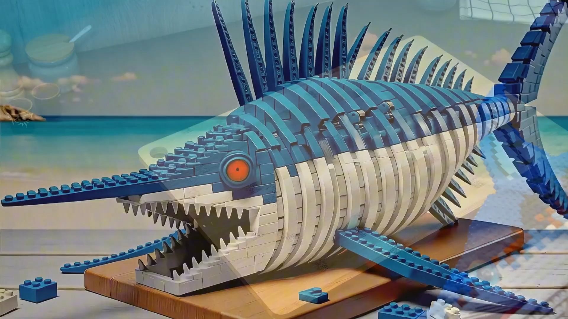 切割巨型乐高青枪鱼