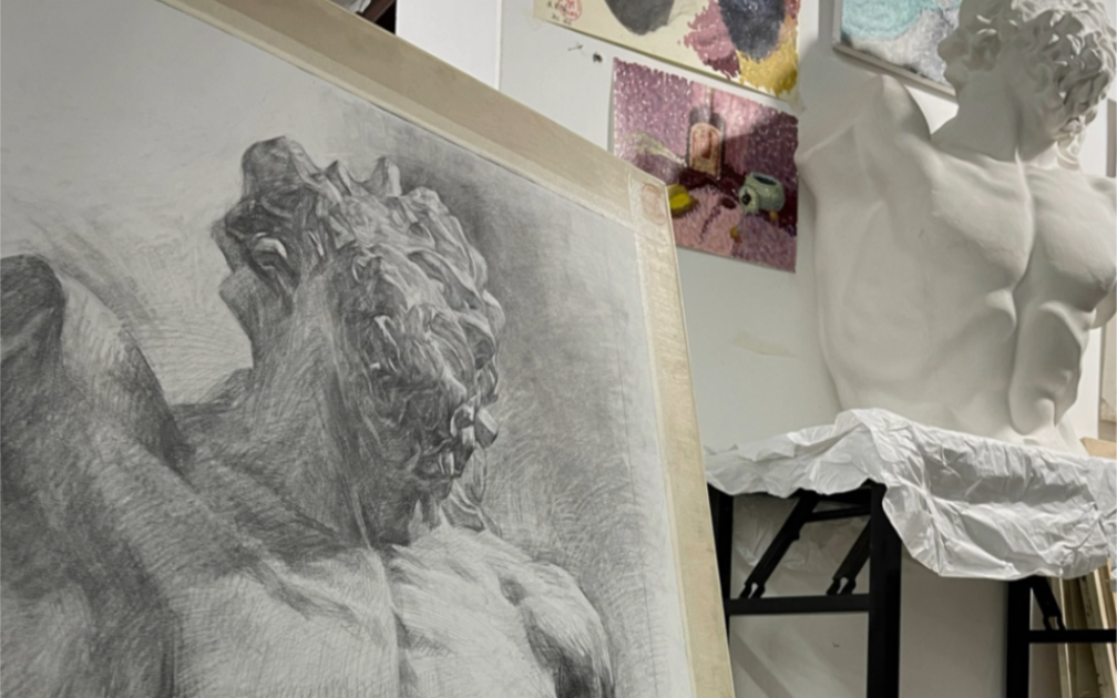 艺凡画室吴老师全开拉奥孔素描范画过程_哔哩哔哩_bilibili