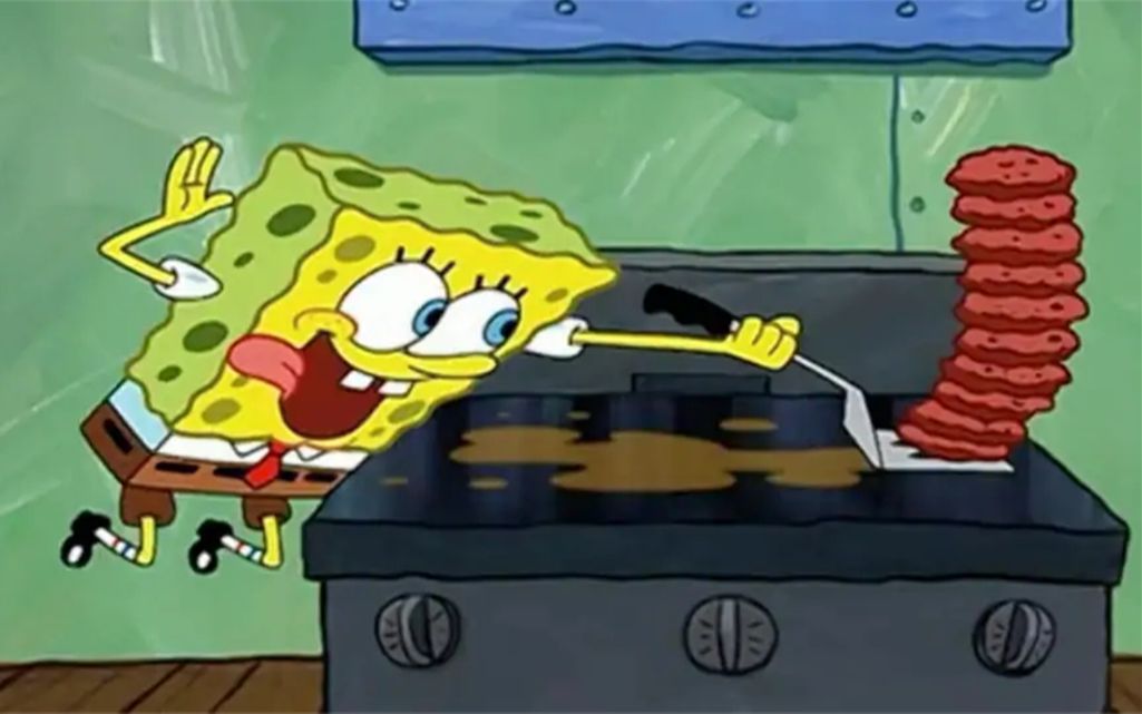 海绵宝宝为了杂技做汉堡而放弃厨师工作,但这又有什么区别!