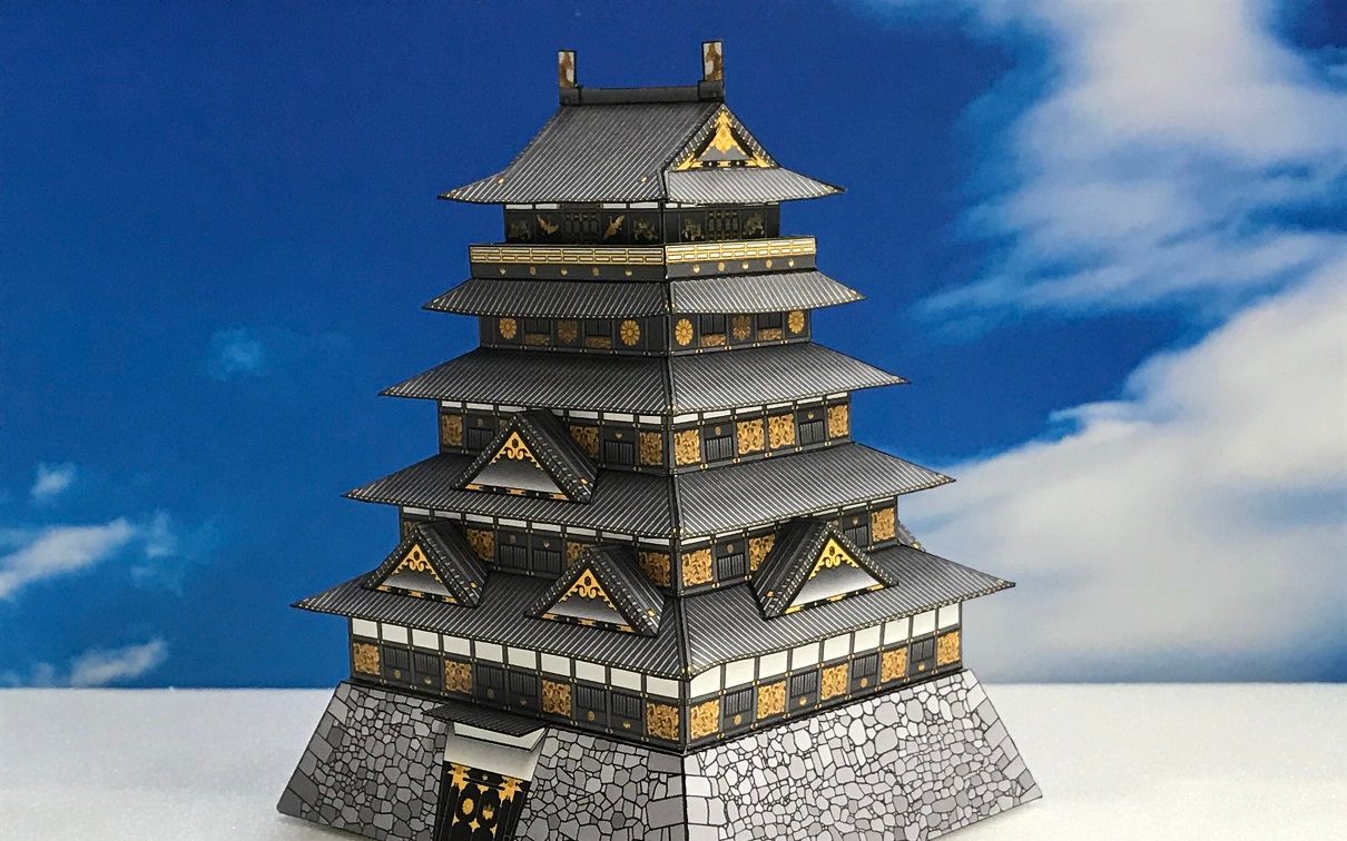 立体手工纸模尝试做了一下丰臣大坂城的纸模型系列书籍附录特典