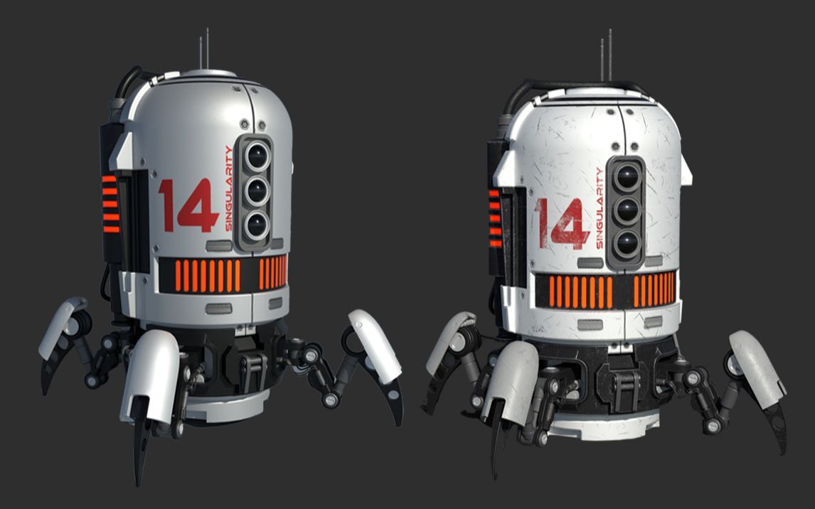 次世代硬表面机器人3d建模展示,模型/uv/sp材质贴图全流程教学