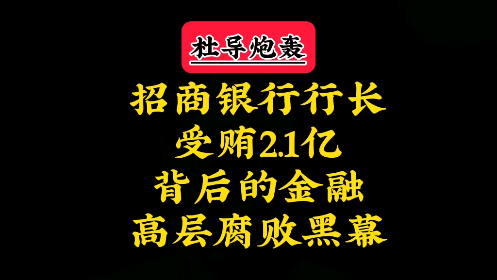 炮轰招商银行行长受贿2.1亿背后的金融高层腐败黑幕哔哩哔哩bilibili