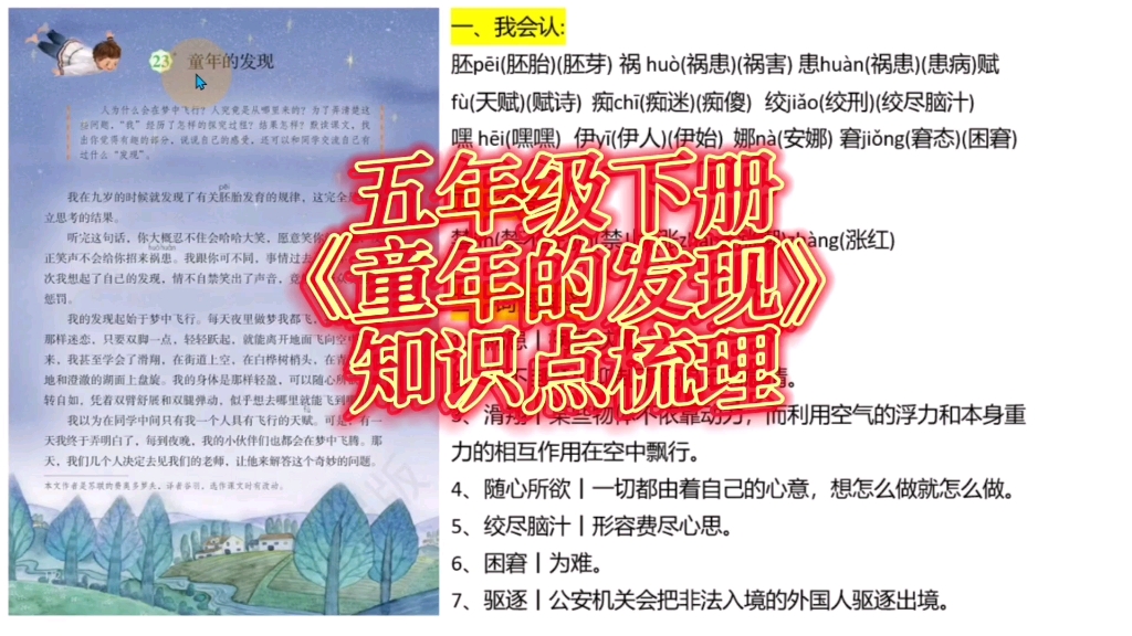 不会预习课文看这里!五年级下册《童年的发现》知识点哔哩哔哩bilibili