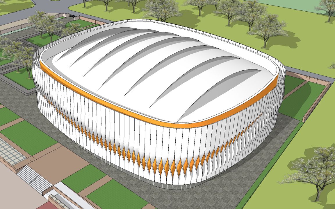 【SketchUp吧】河北北方学院体育馆建筑表皮建模思路哔哩哔哩bilibili