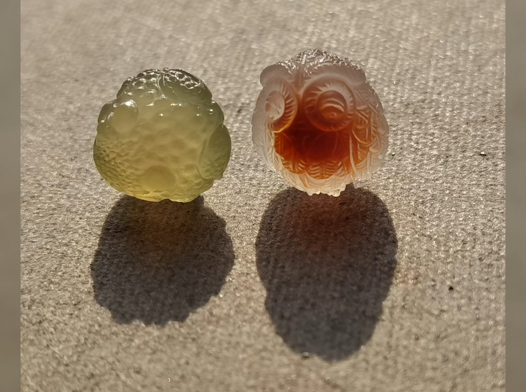 阿拉善戈壁糖心玛瑙 猫头鹰 包心 精工细作 糖心明显