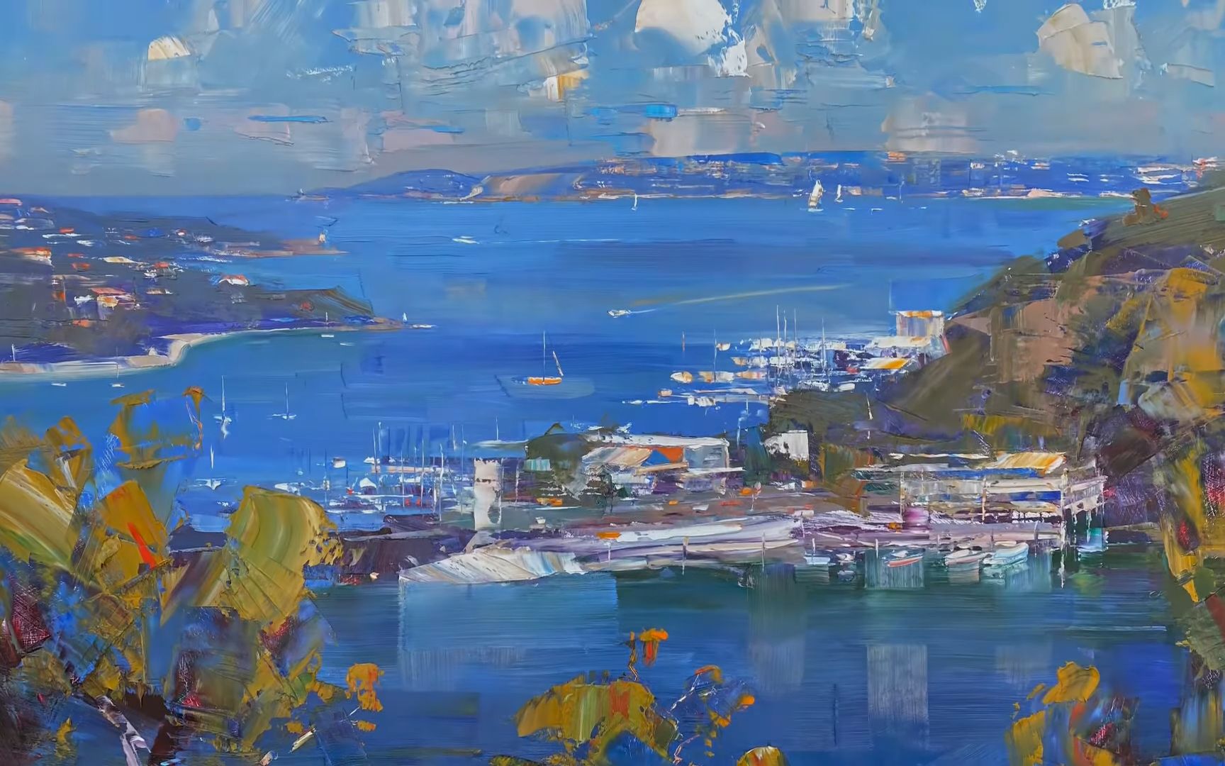 【油画】悉尼港口风景,油画技法_哔哩哔哩_bilibili