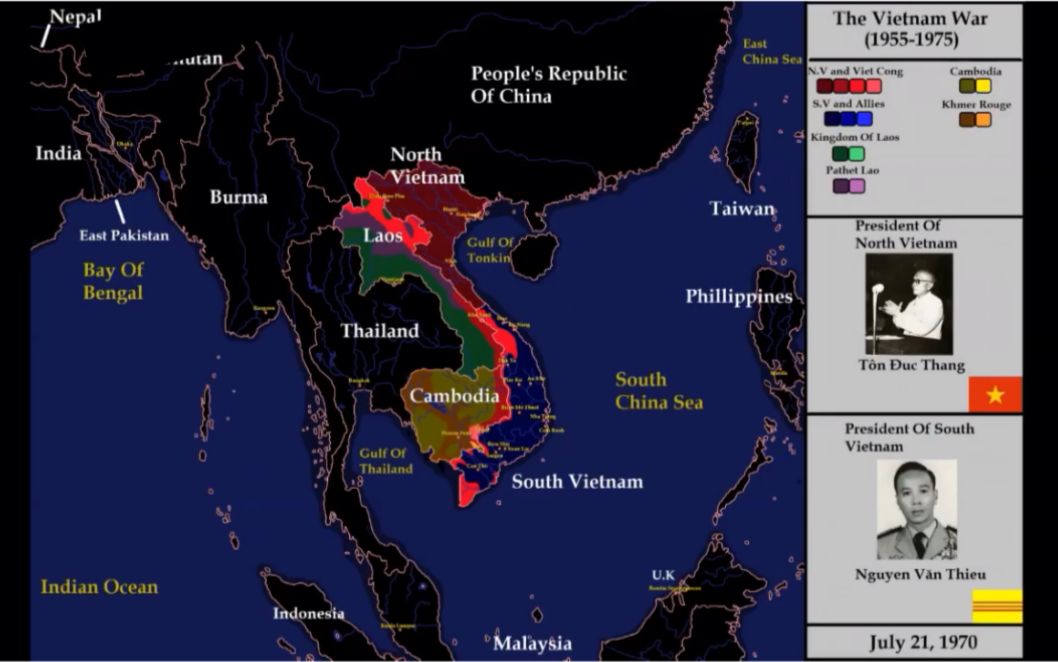 [图]【历史地图】越南战争（第二次印支战争）每周战线变化（1955～1975）