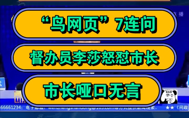 “鸟网页”7连问,督办员李莎怒怼市长!哔哩哔哩bilibili