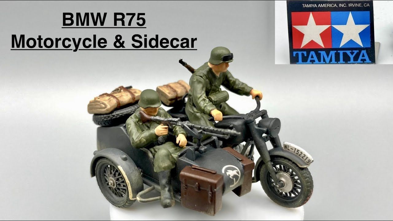 田宫 1/48 二战德军宝马r75军用摩托车模型制作