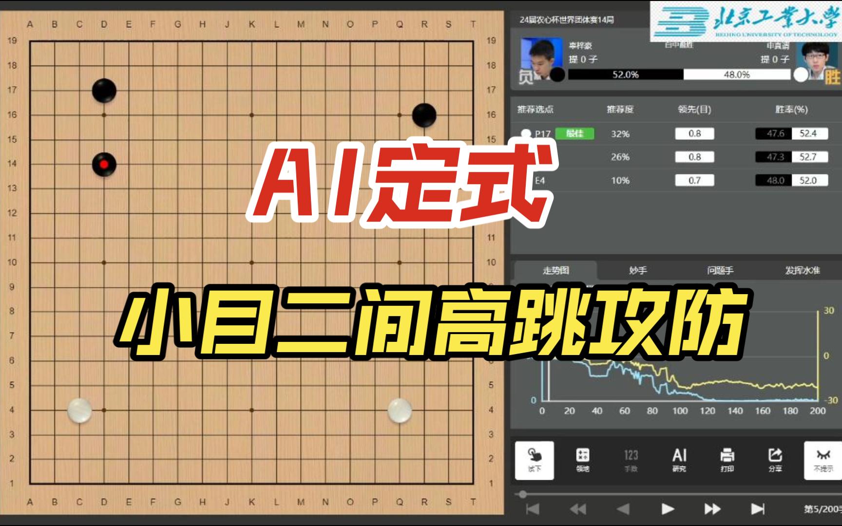 AI定式 小目二间高跳守角攻防变化桌游棋牌热门视频