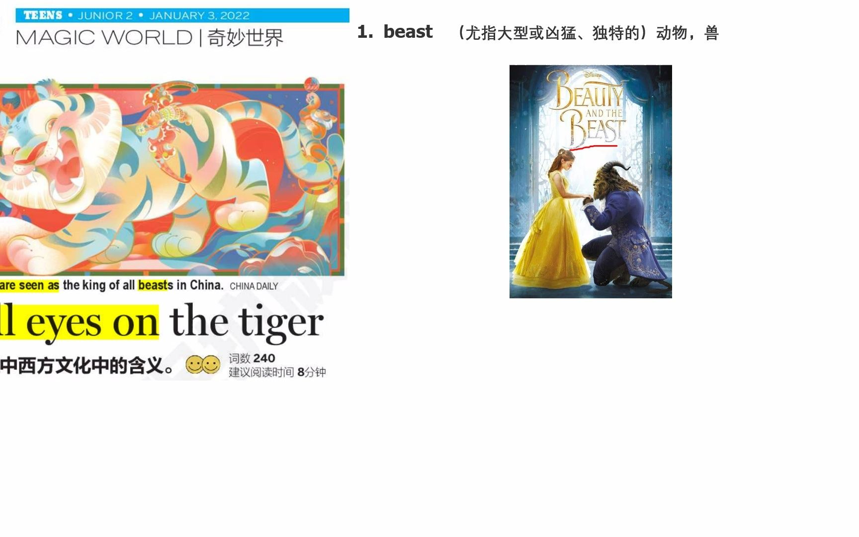 【初二 1.3】 21世纪英语报 All eyes on the tiger~哔哩哔哩bilibili