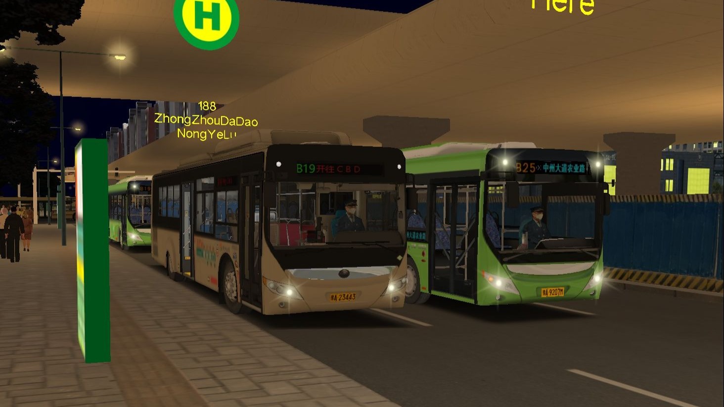 巴士模拟2 郑州市 b19 终点站4辆b19