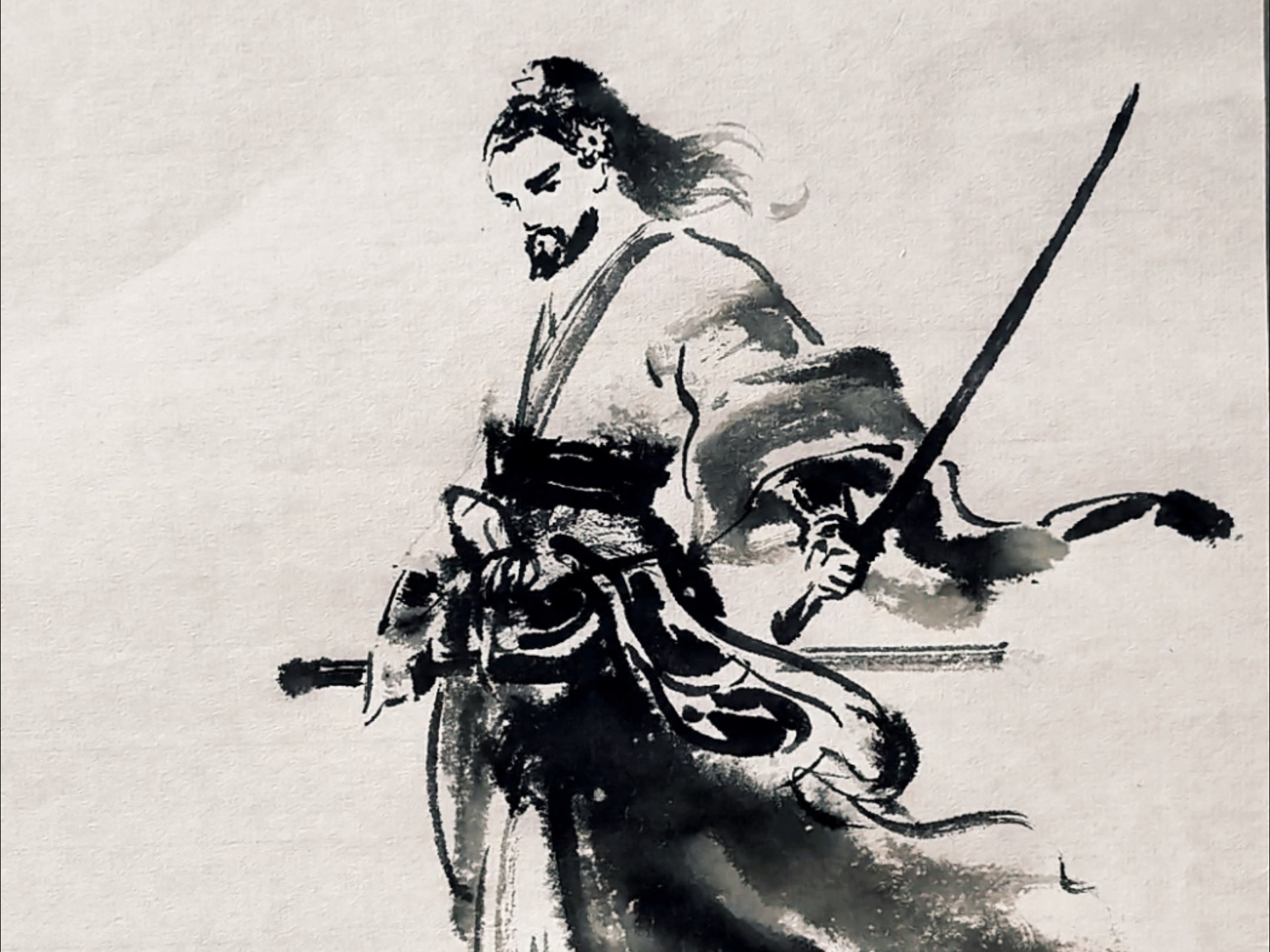 古风游戏武侠人物形象的水墨插画创作速写视频过程分享