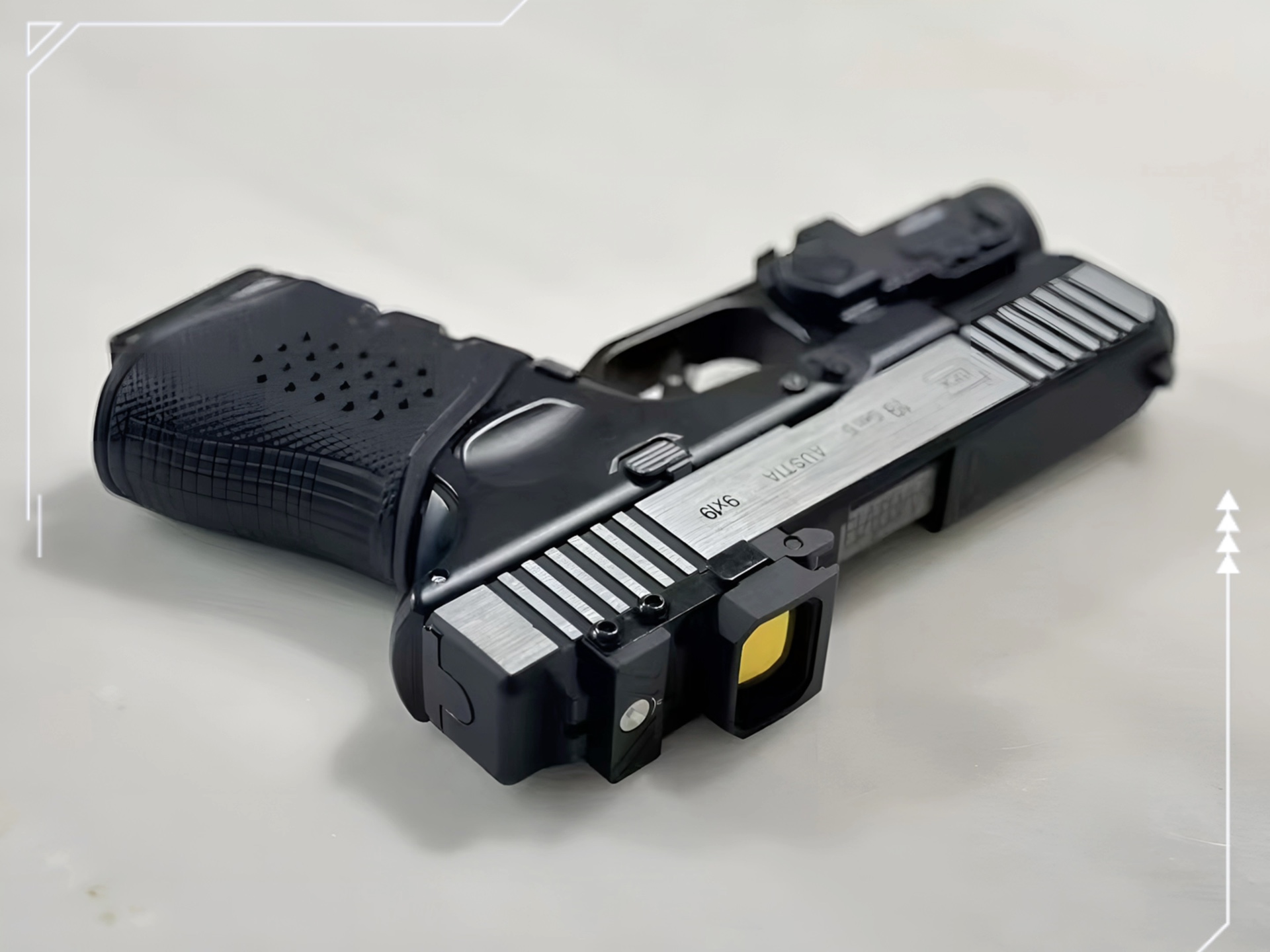 金属双拼色的格洛克g19滑套采用手工打磨,专业工艺,精益求精