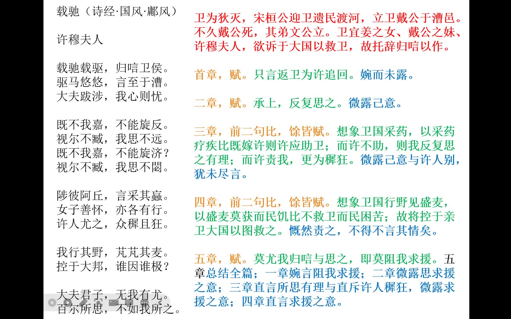 中国历代文学作品选讲解5:诗经ⷥ›𝩣ŽⷮŠ鄘风ⷮŠ载驰哔哩哔哩bilibili