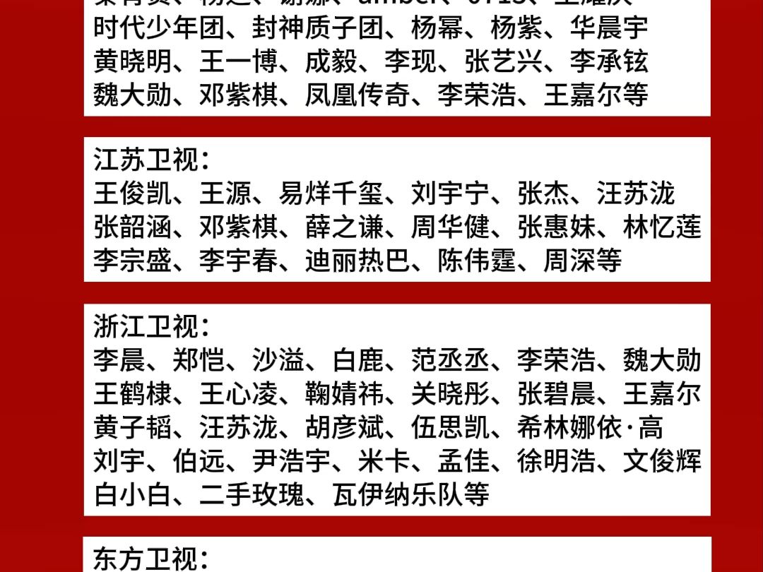 [图]各大平台2024跨年晚会嘉宾名单爆料