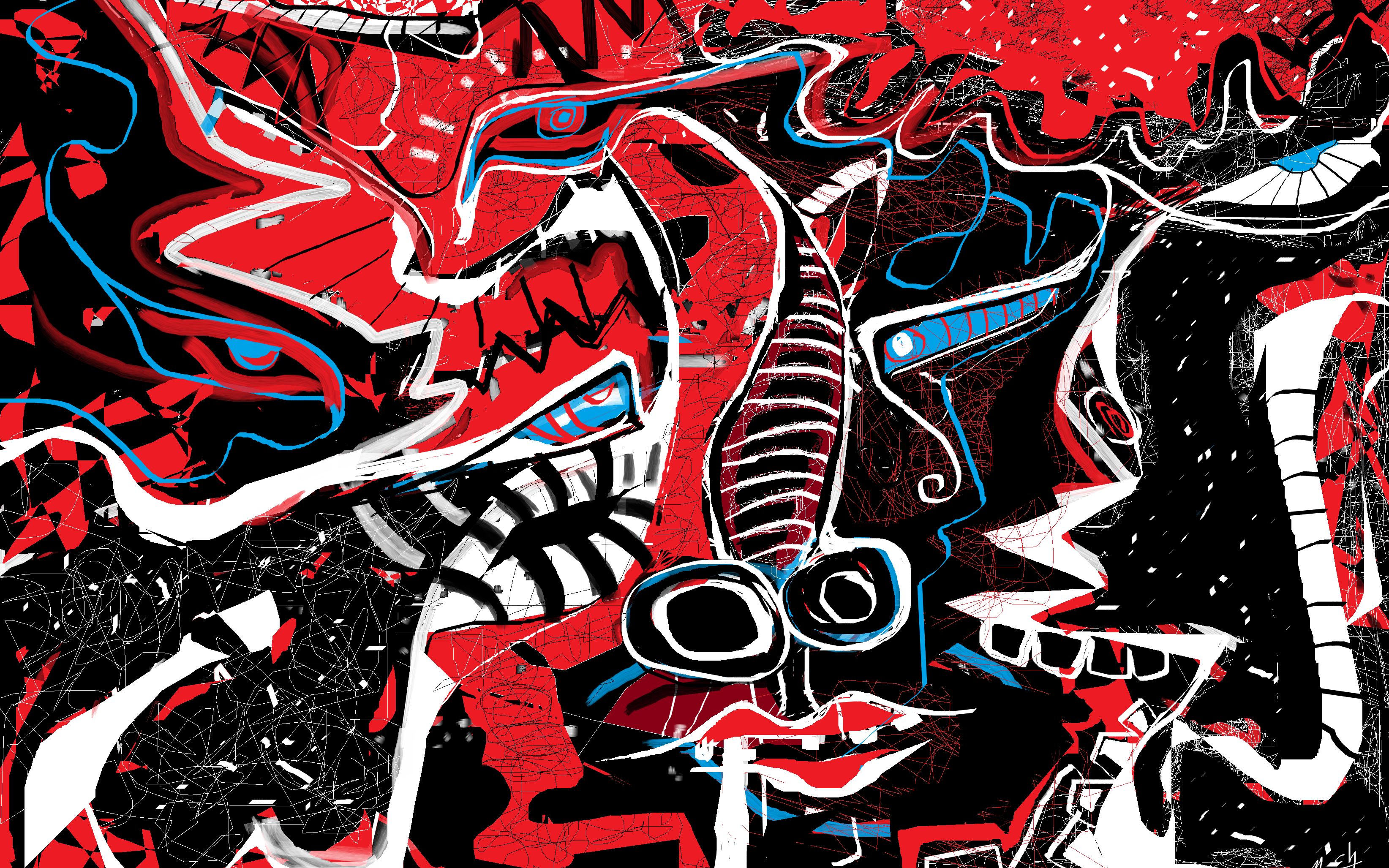 记录一副up原创的暗黑风抽象艺术绘画的生成过程-从无形到有形 无情到