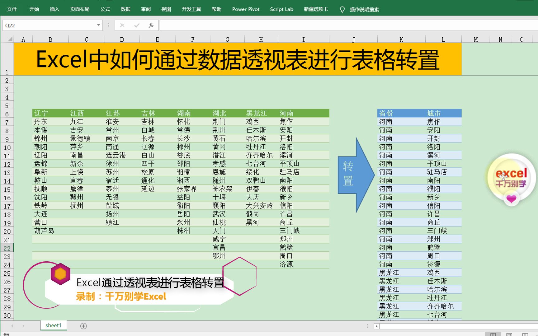 Excel中如何通过数据透视表进行表格转置哔哩哔哩bilibili